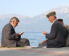 albanian men dominoes